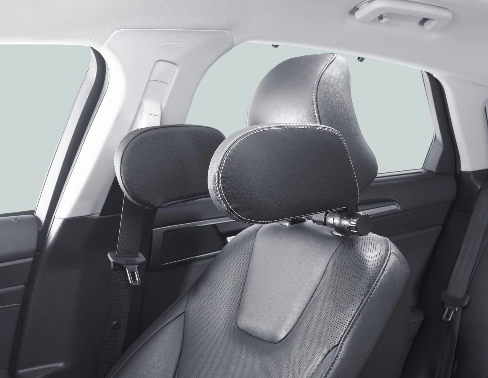 ACV* SLEEPING HEADREST BLACK PVC LEATHER WITH SILVER PIPING