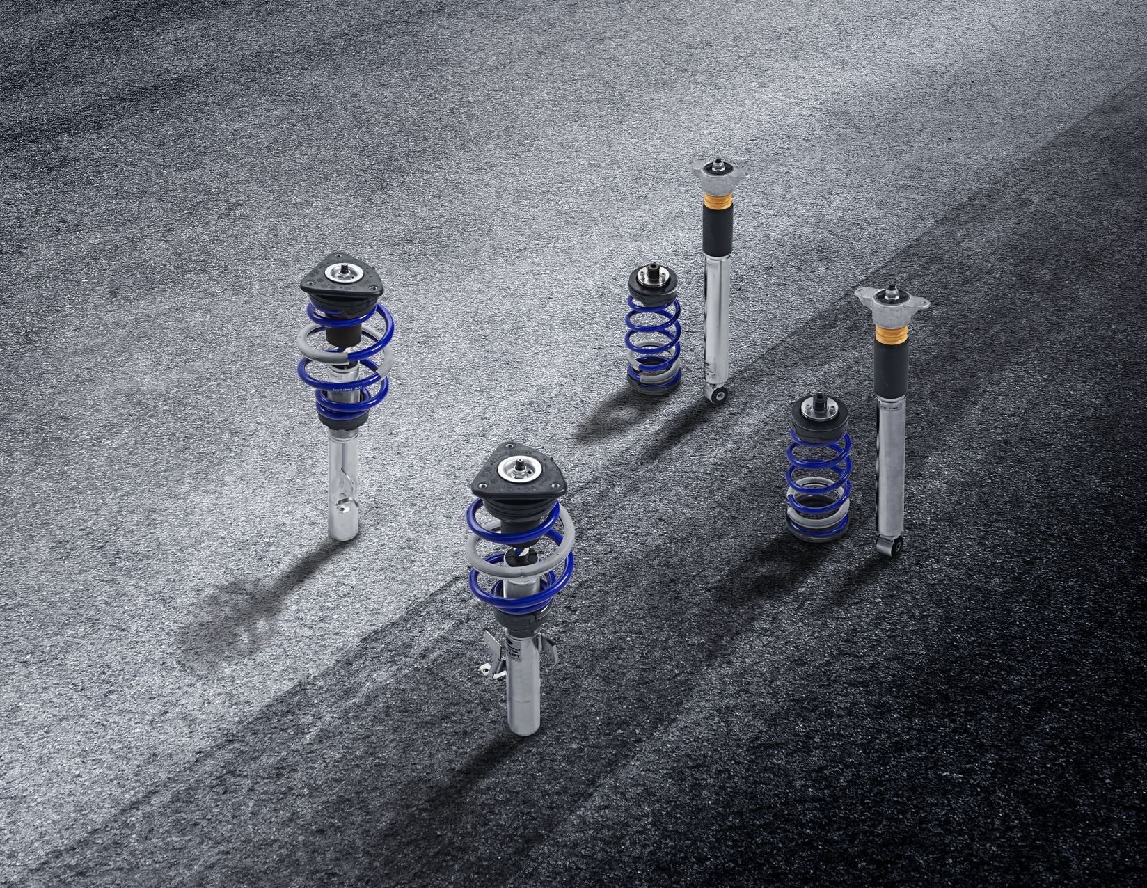 FOCUS COILOVER SUSPENSION KIT STAINLESS STEEL WITH POWDER COATED SPRINGS IN FORD PERFORMANCE BLUE - Image 2
