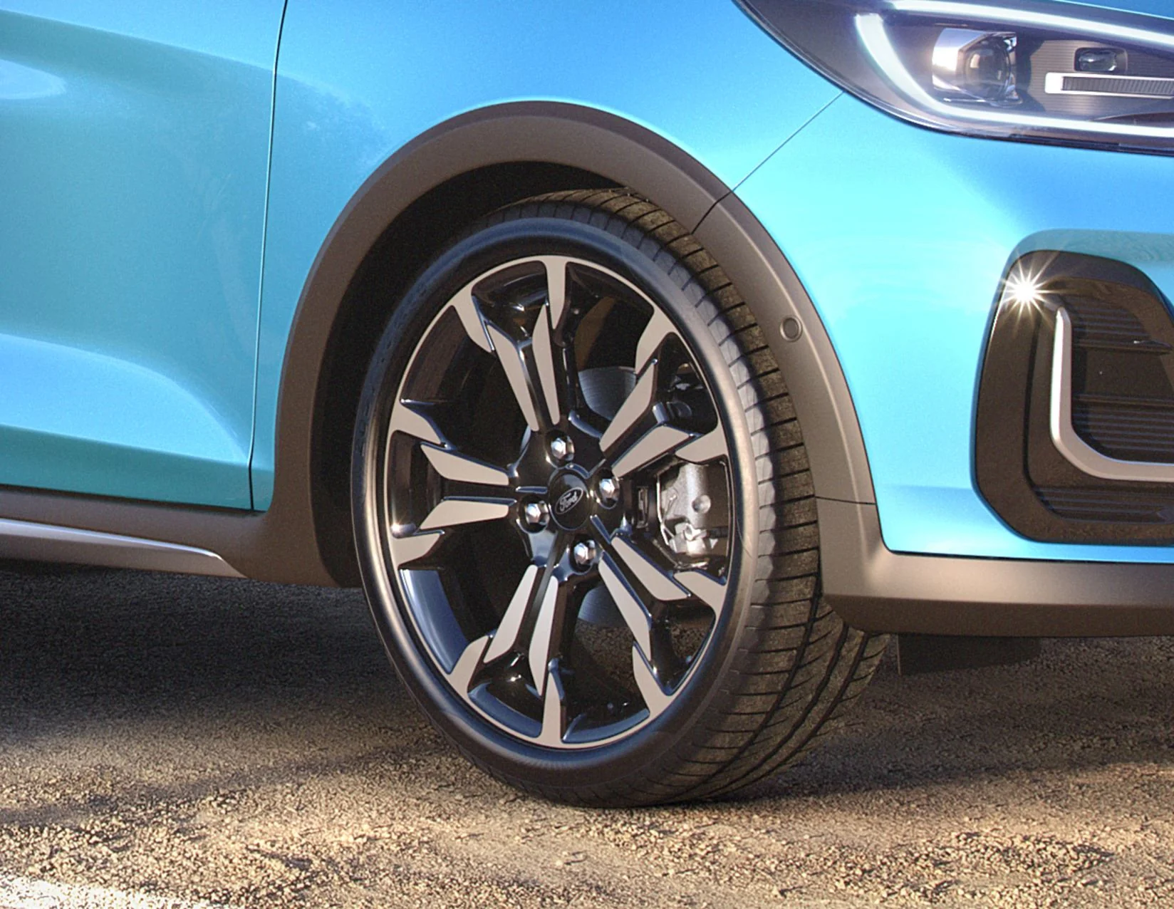 FIESTA 18" ALLOY WHEEL 5x2-SPOKE DESIGN ABSOLUTE BLACK MACHINED FINISH 2019-2023