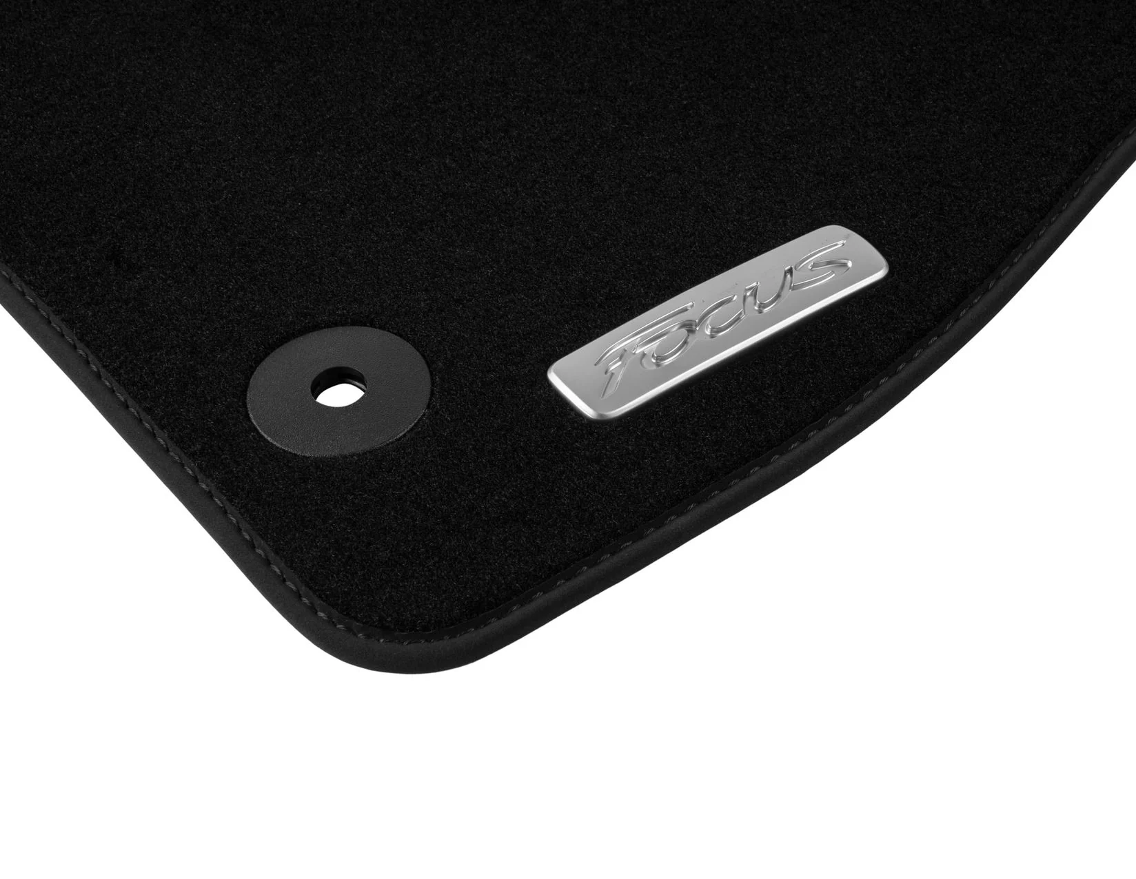 FOCUS FRONT VELOUR CARPET FLOOR MATS CONTOURED BLACK WITH MODEL LOGO 2014-2019 - Image 5