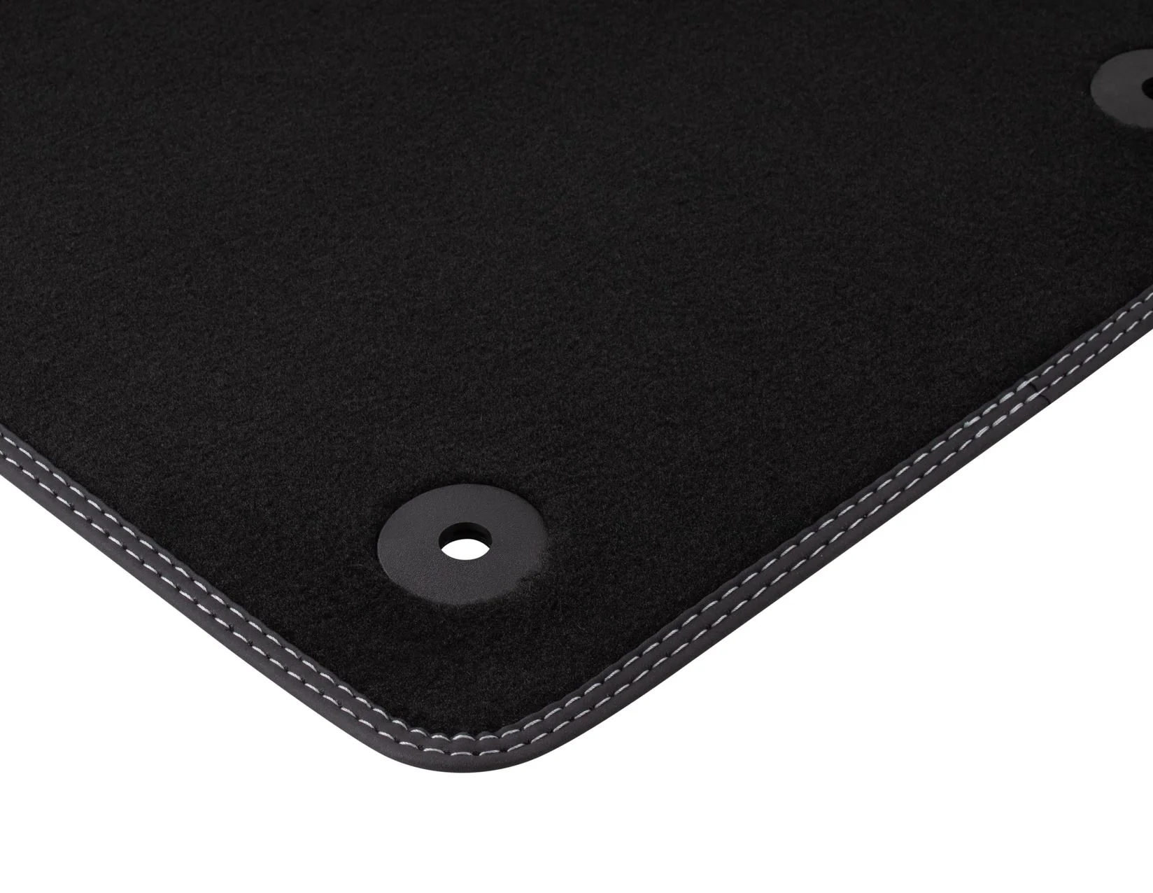 FIESTA FRONT VELOUR CARPET FLOOR MAT KIT CONTOURED IN BLACK WITH METAL GREY STITCHING 2012-2017 1848813