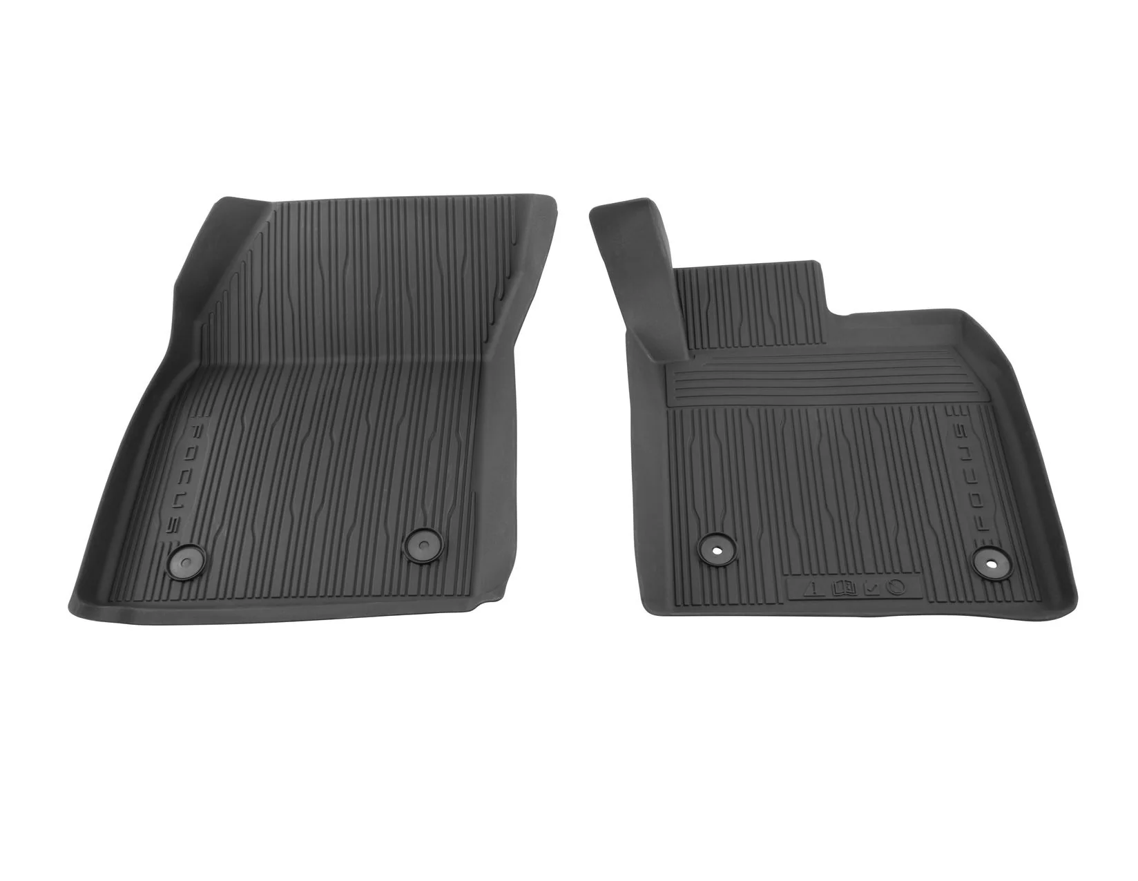 FOCUS FRONT RUBBER FLOOR MATS ALL-WEATHER TRAY BLACK MANUAL TRANSMISSION 2018-2025