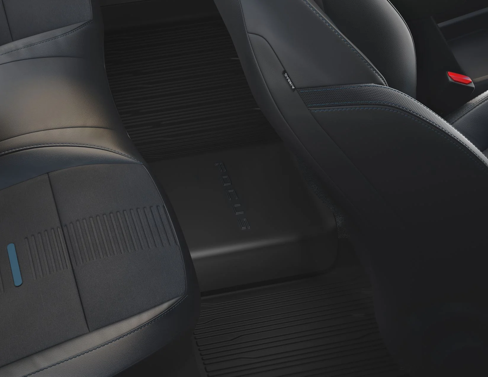FOCUS REAR RUBBER FLOOR MATS ALL-WEATHER TRAY STYLE RAISED EDGES CONTOURED RAISED EDGES BLACK 2018-2025