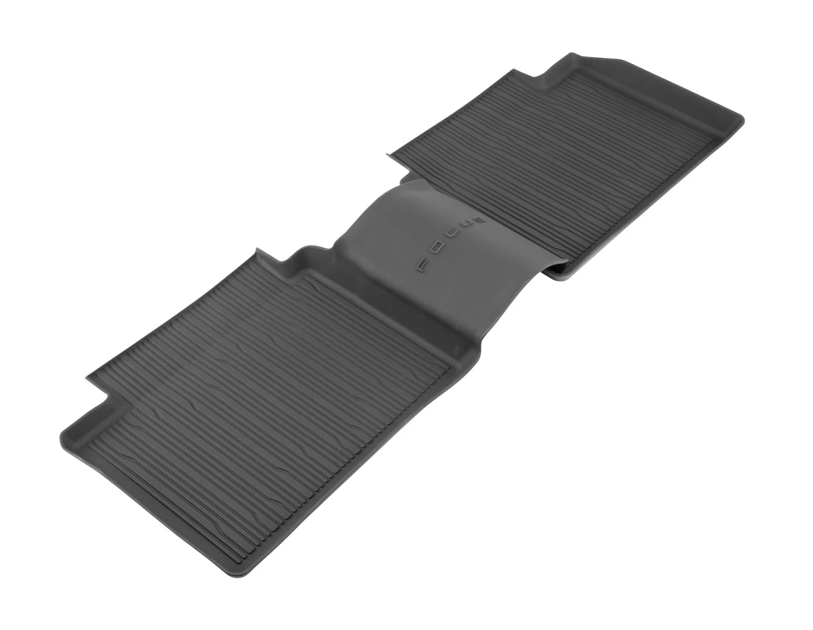 FOCUS REAR RUBBER FLOOR MATS ALL-WEATHER TRAY STYLE RAISED EDGES CONTOURED RAISED EDGES BLACK 2018-2025 - Image 2