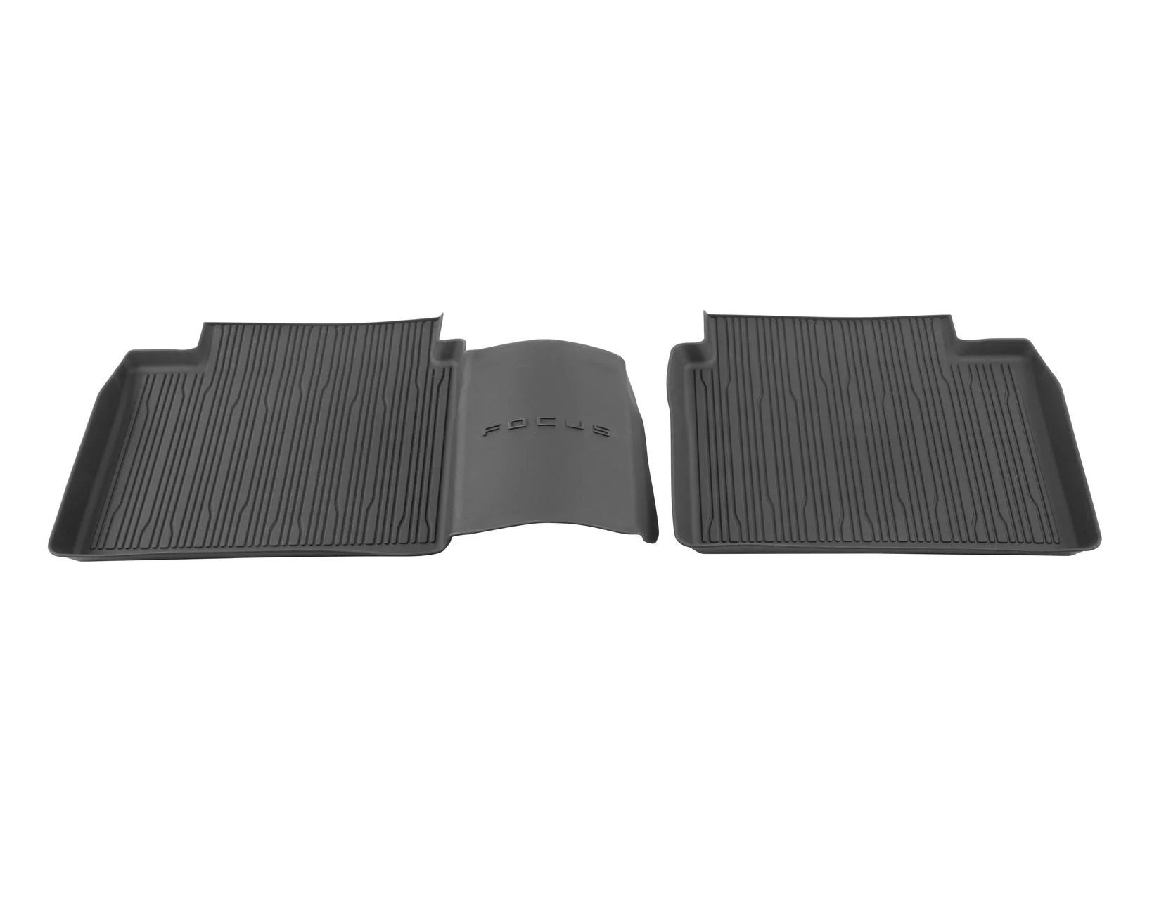 FOCUS REAR RUBBER FLOOR MATS ALL-WEATHER TRAY STYLE RAISED EDGES CONTOURED RAISED EDGES BLACK 2018-2025 - Image 4