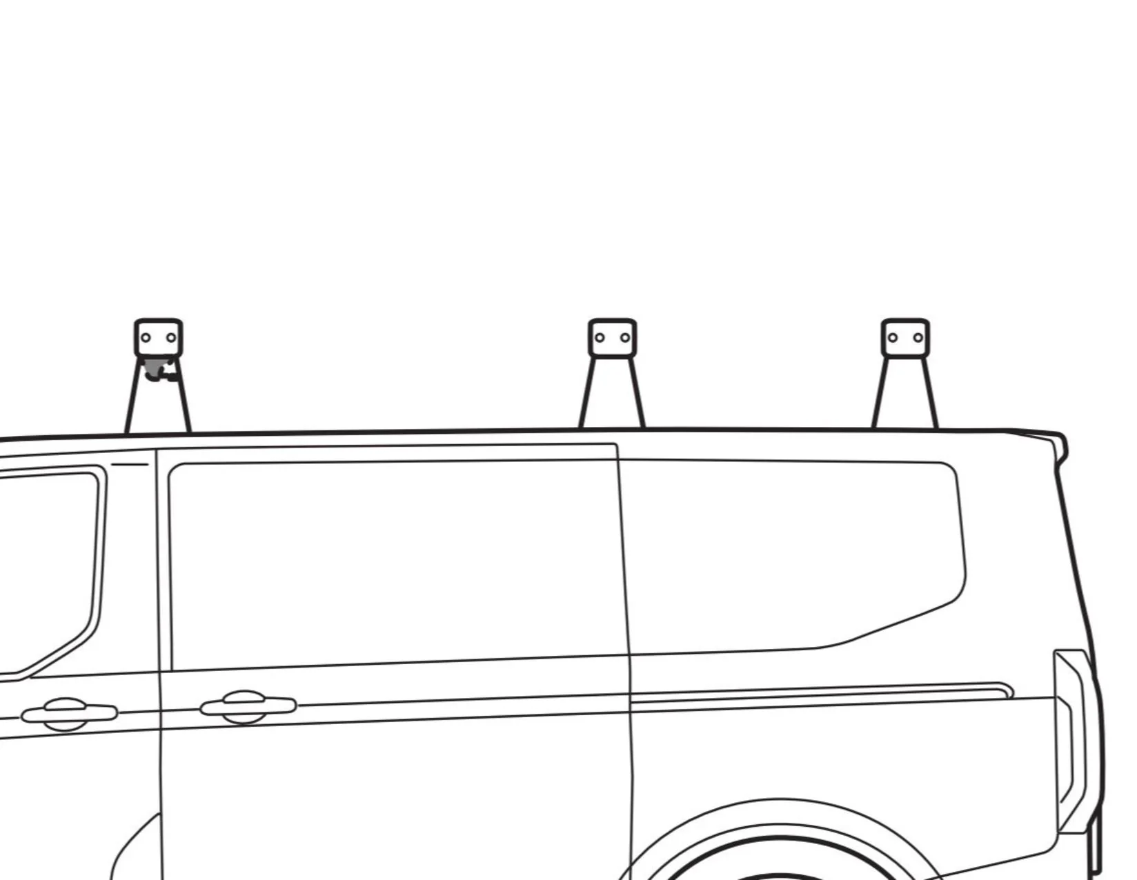 FORD TOURNEO/TRANSIT CUSTOM Q-TOP® (Q-TECH)* ROOF BASE CARRIER WITH SET OF 3 ROOF CROSSBARS - Image 4