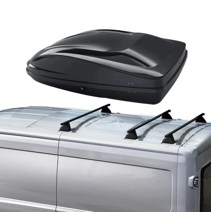 TRANSIT VAN ROOF BASE CARRIER & G3 ROOF BOX ELEGANCE EUROPE 390 MATT BLACK