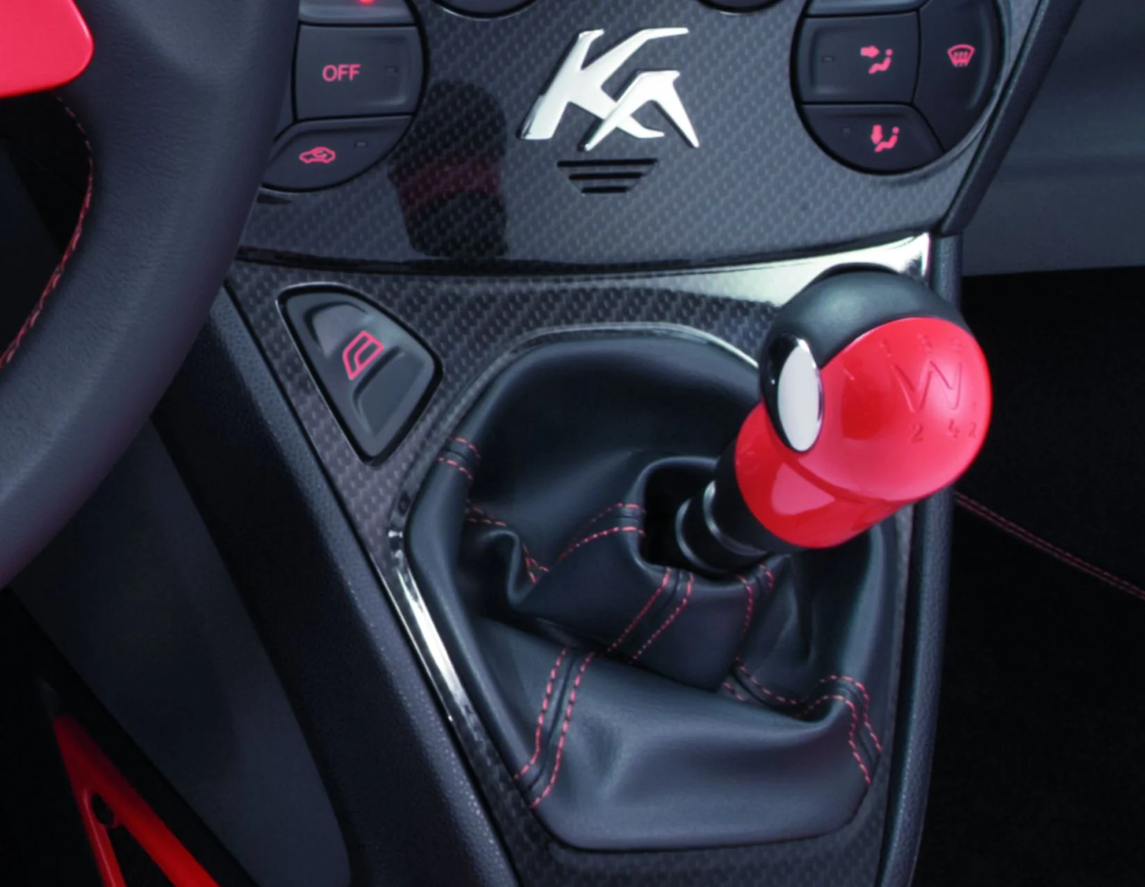 KA GEAR LEVER KNOB SUNRISE (RED) WITH BLACK LEATHER INSERT