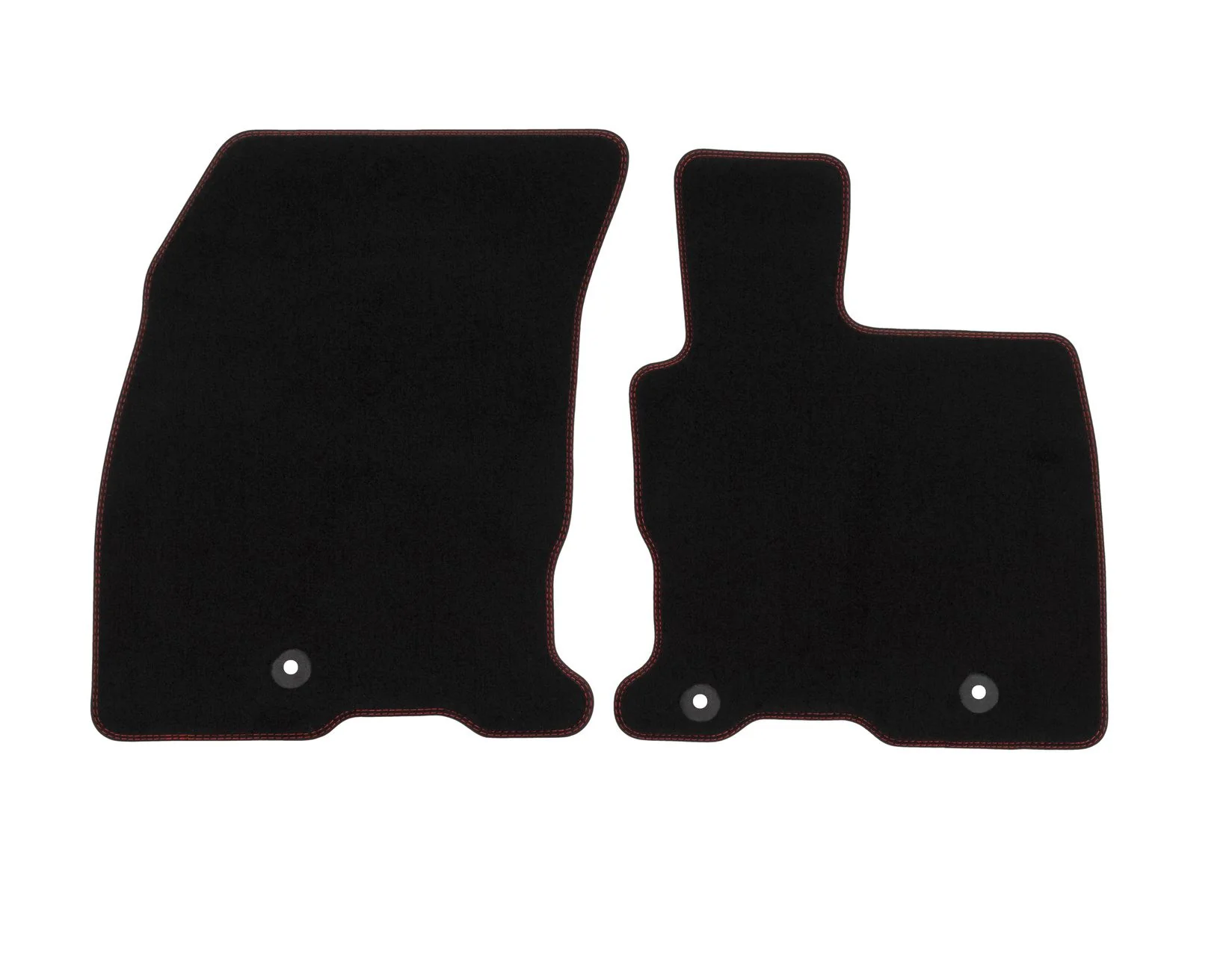 KUGA FRONT & REAR VELOUR CARPET FLOOR MAT KIT CONTOURED SET BLACK WITH DOUBLE RED STITCHING 2020-ONWARDS - Image 2