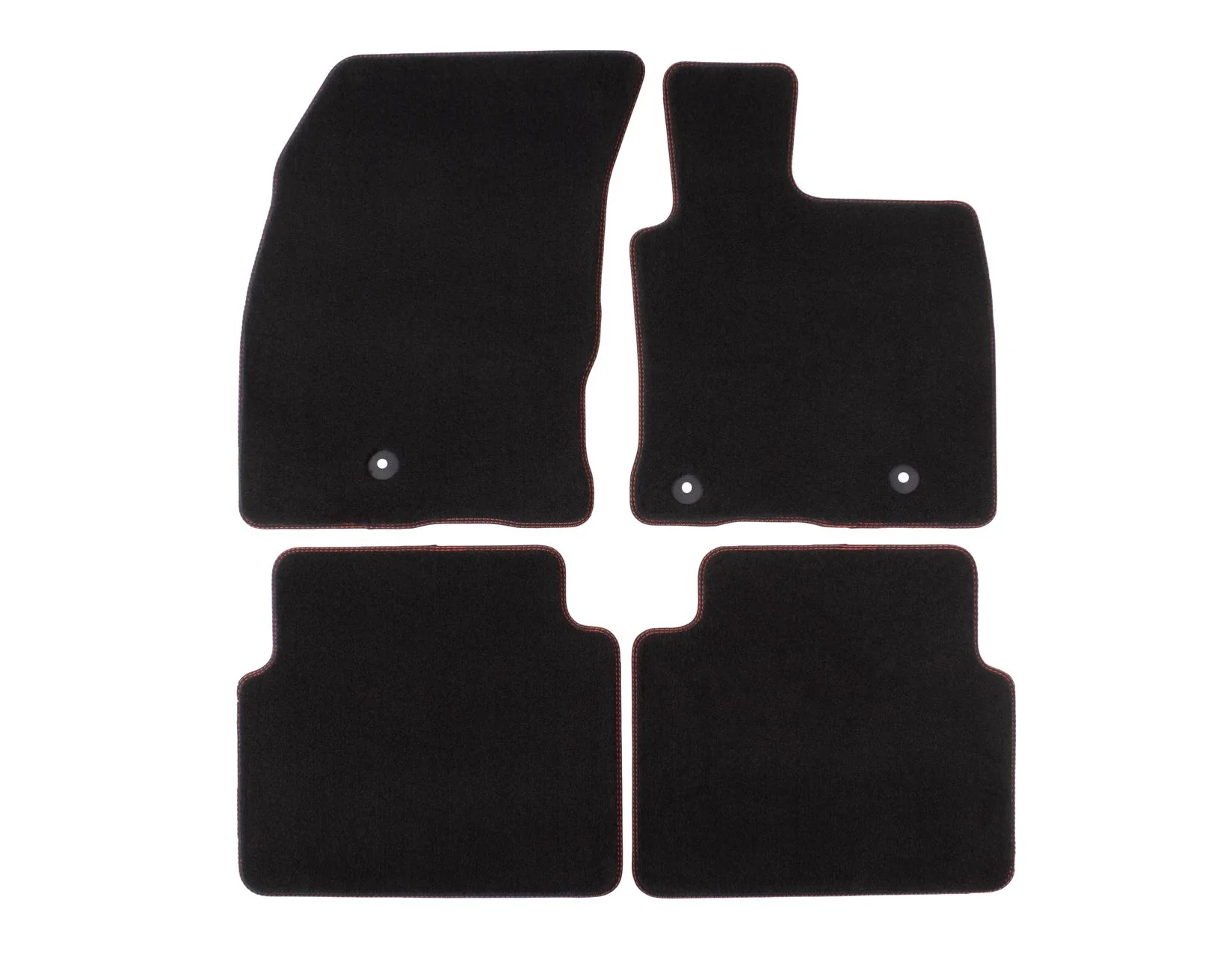 KUGA FRONT & REAR VELOUR CARPET FLOOR MAT KTI CONTOURED SET BLACK WITH DOUBLE RED STITCHING 2020-ONWARDS - Image 2