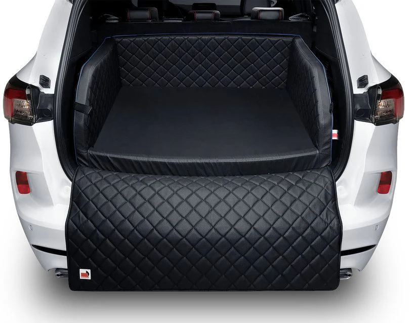 PADSFORALL√Ç ®* PET TRAVEL MAT BLACK PU LEATHER WITH BLUE PIPING, SIZE: L - Image 6