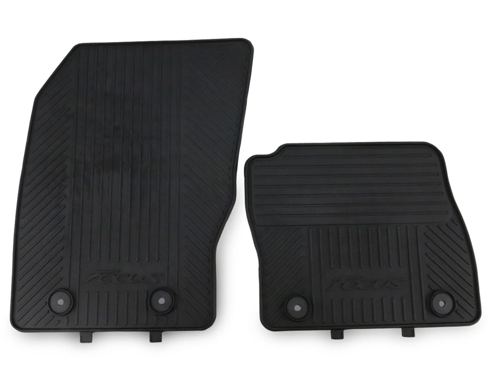 FOCUS RUBBER FLOOR MATS FRONT, BLACK WITH LOGO, 2011 - 2020