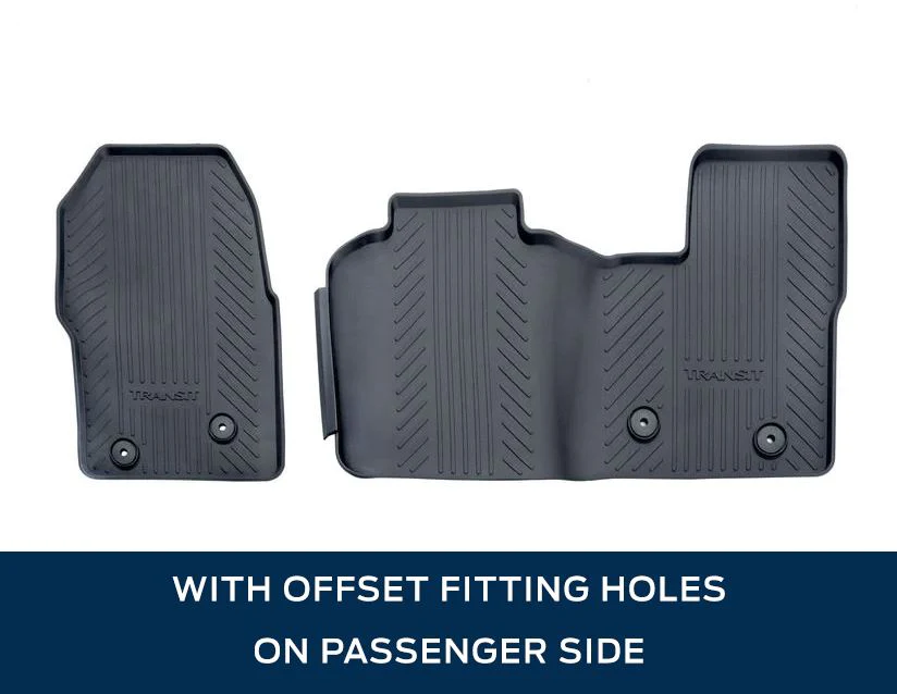 TRANSIT AND TRANSIT CUSTOM RUBBER FLOOR MATS FRONT, BLACK WITH LOGO, AUTOMATIC TRANSMISSION ONLY - Image 2