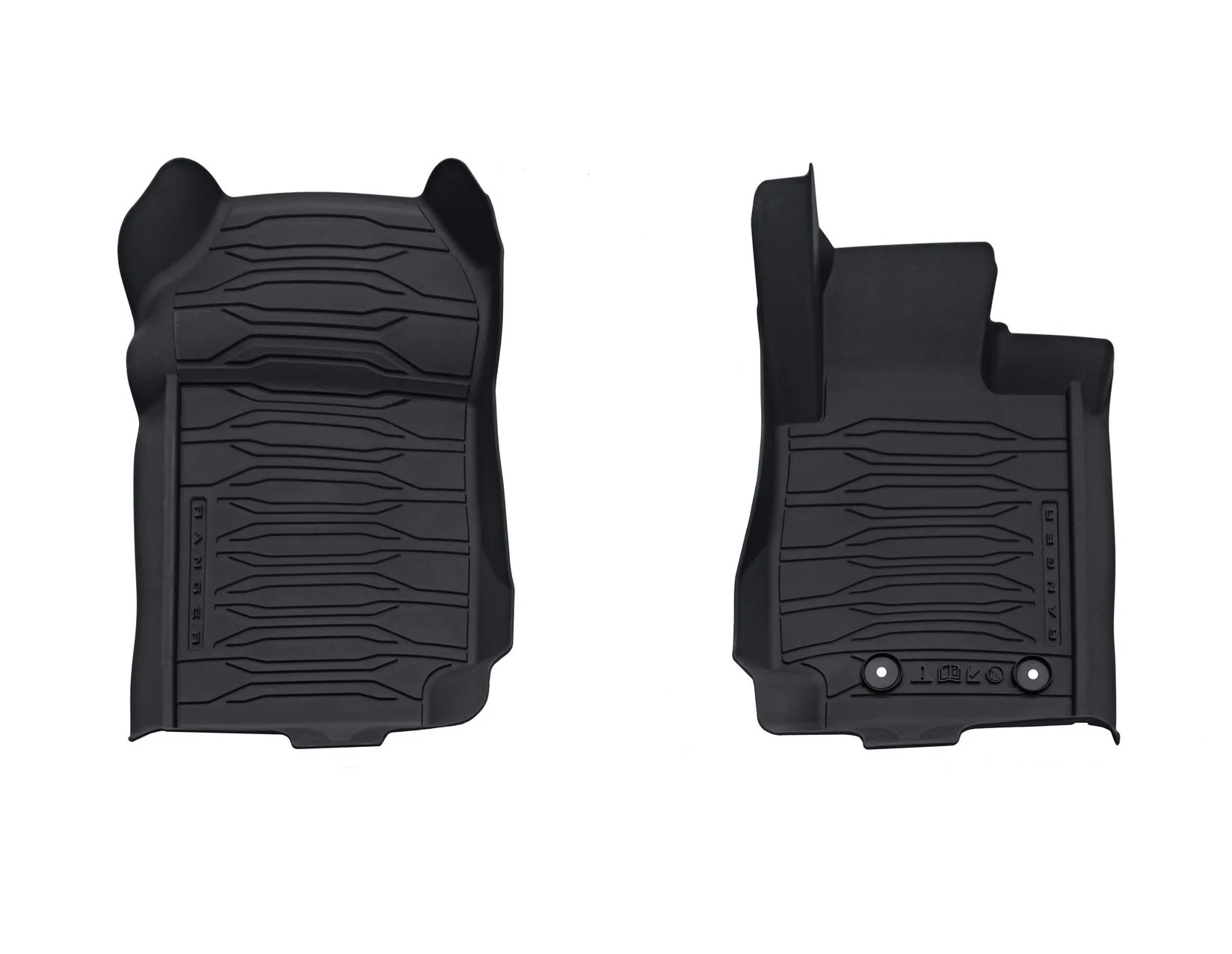 RANGER RUBBER FLOOR MATS TRAY STYLE DESIGN, FRONT, BLACK WITH RANGER LOGO, FOR SINGLE CAB VERSION ONLY, 2012 - ONWARDS - Image 3