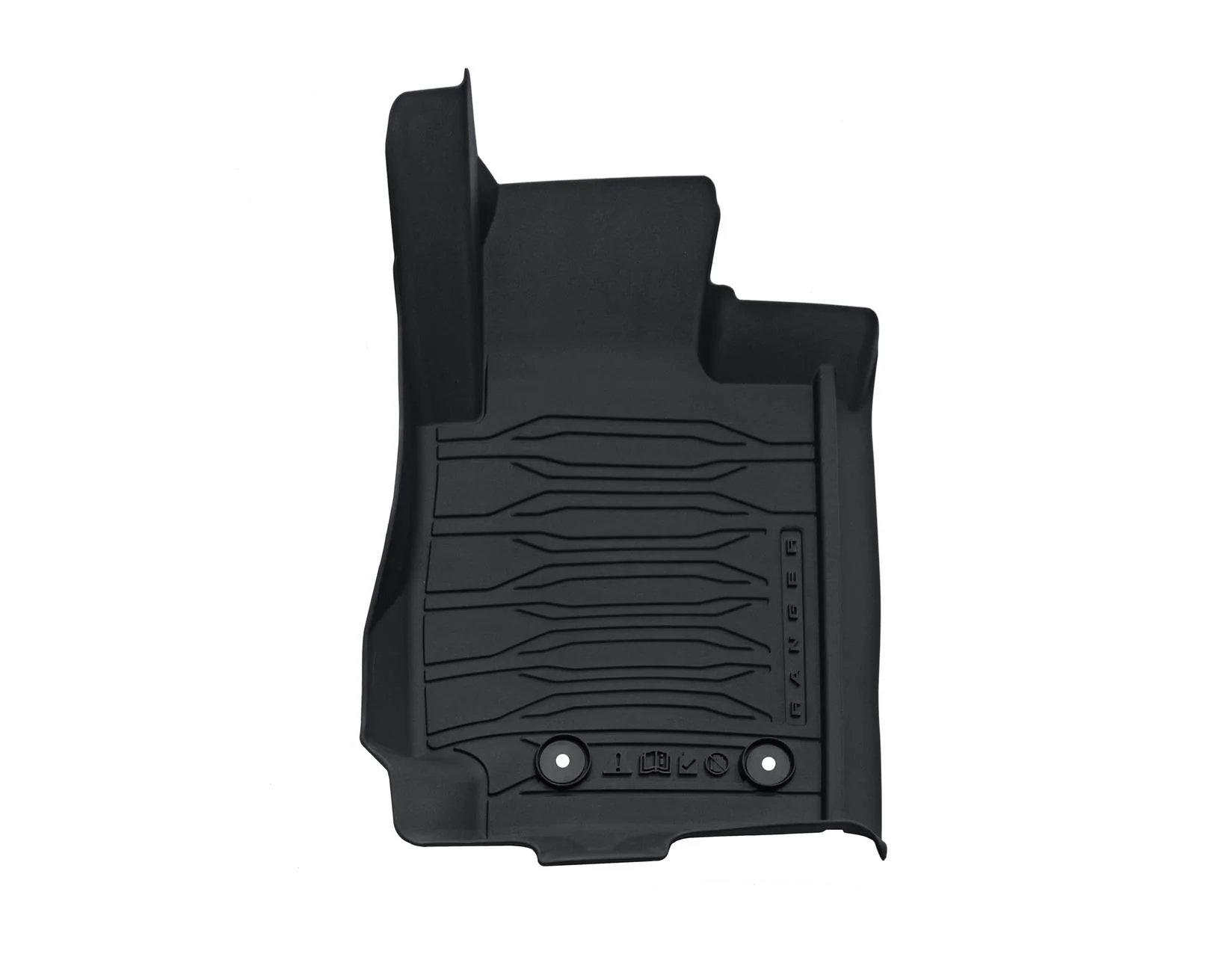 RANGER RUBBER FLOOR MATS TRAY STYLE DESIGN, FRONT, BLACK WITH RANGER LOGO, FOR SINGLE CAB VERSION ONLY, 2012 - ONWARDS - Image 4