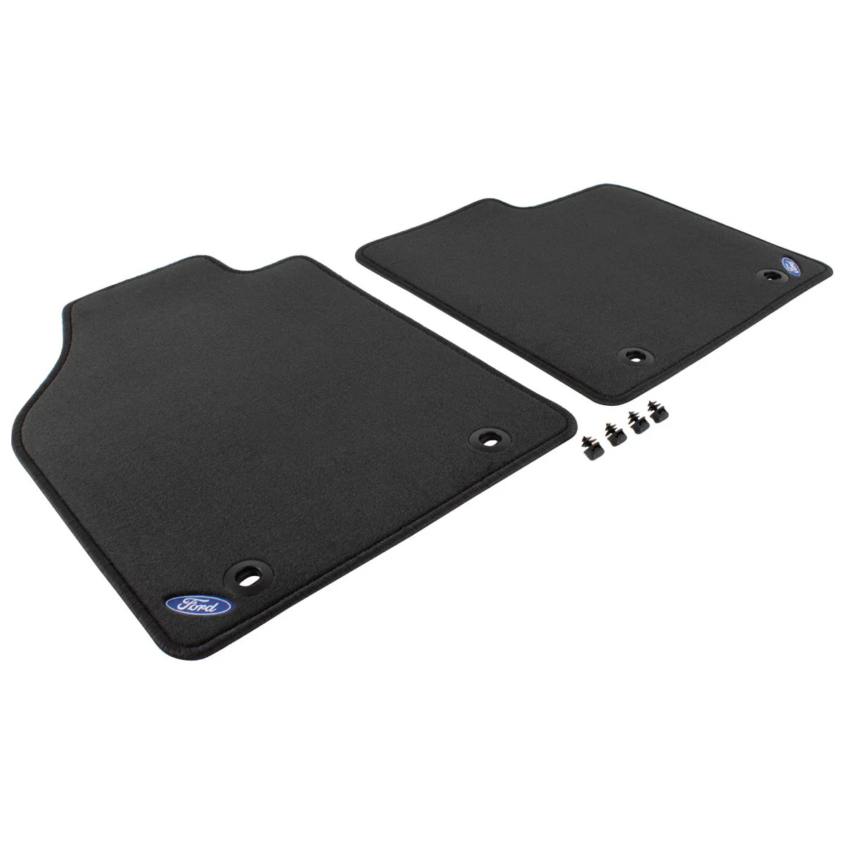TRANSIT CONNECT FRONT VELOUR CARPET FLOOR MATS CONTOURED BLACK WITH OVAL LOGO 2002-2012 1225179